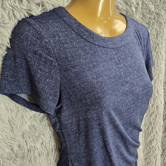 London Times Heathered Blue Ruched Dress - Picture 4 of 7